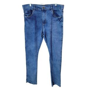 RTL Mens Size 46 Blue  Acid Wash Skinny Jeans